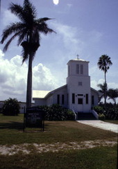 View of the Everglades Community Church at 101 S. Copeland Ave. in Everglades City, Florida, not after 1996