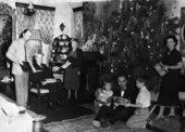 194- Print of the Knott Family in their home on Christmas