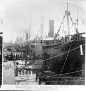 "Transports loaded with soldiers ready for the Spanish-American war - Port Tampa, Florida" 1898