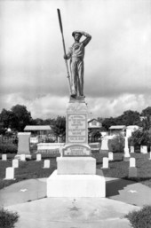 The memorial statue in the battleship USS Maine cemetery plot, 1970s